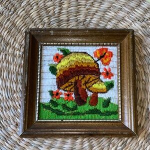 Vintage retro 1970s mushroom framed crewel
Vibrant colors